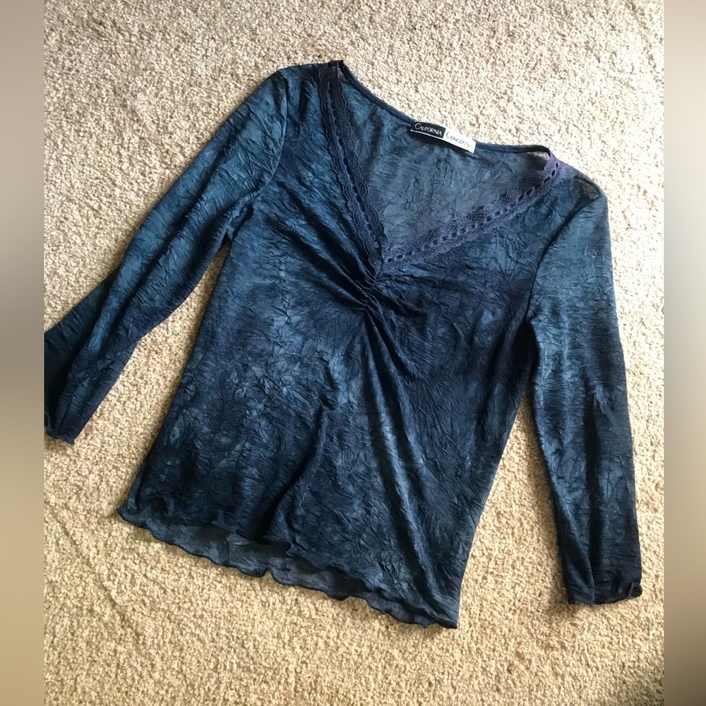 Y2K California Concepts sheer navy top
